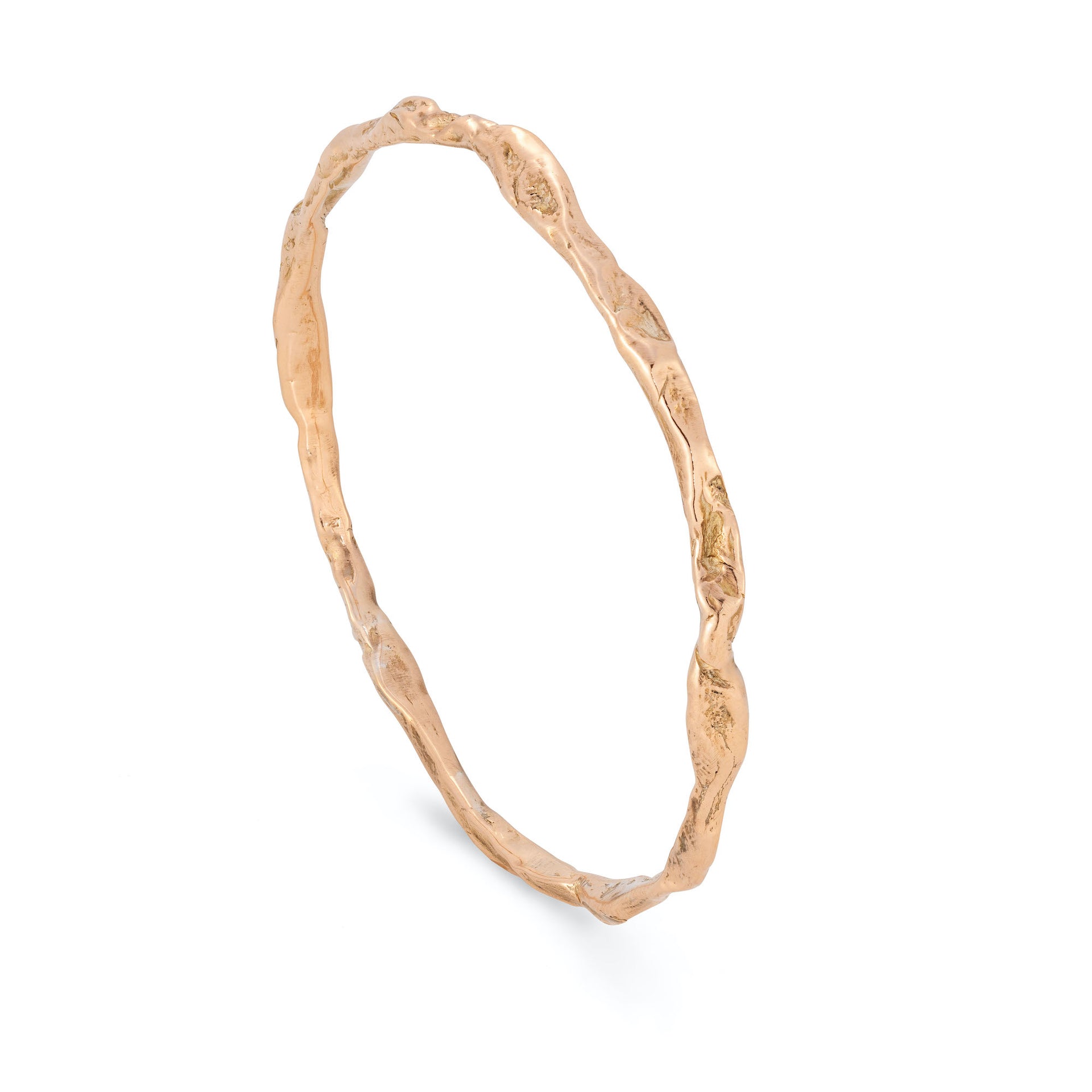 Craggy bangle with artful texture in 18ct rose gold